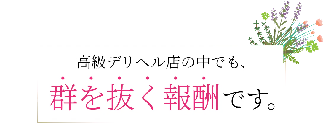 高級デリヘル店の中でも、 群を抜く報酬です。